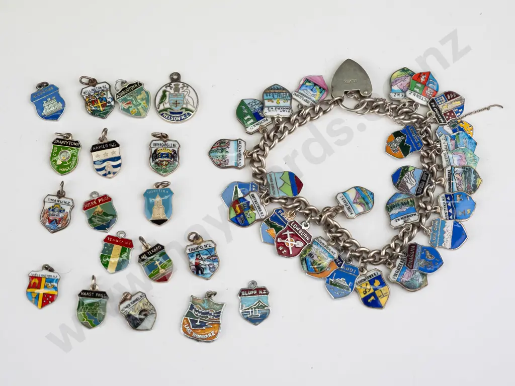 charm bracelet with NZ towns charms & 18 spares charms Image 1++