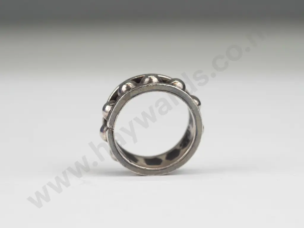 silver ball bead ring stamped Mexico  925 - 6g - size N Image 1++