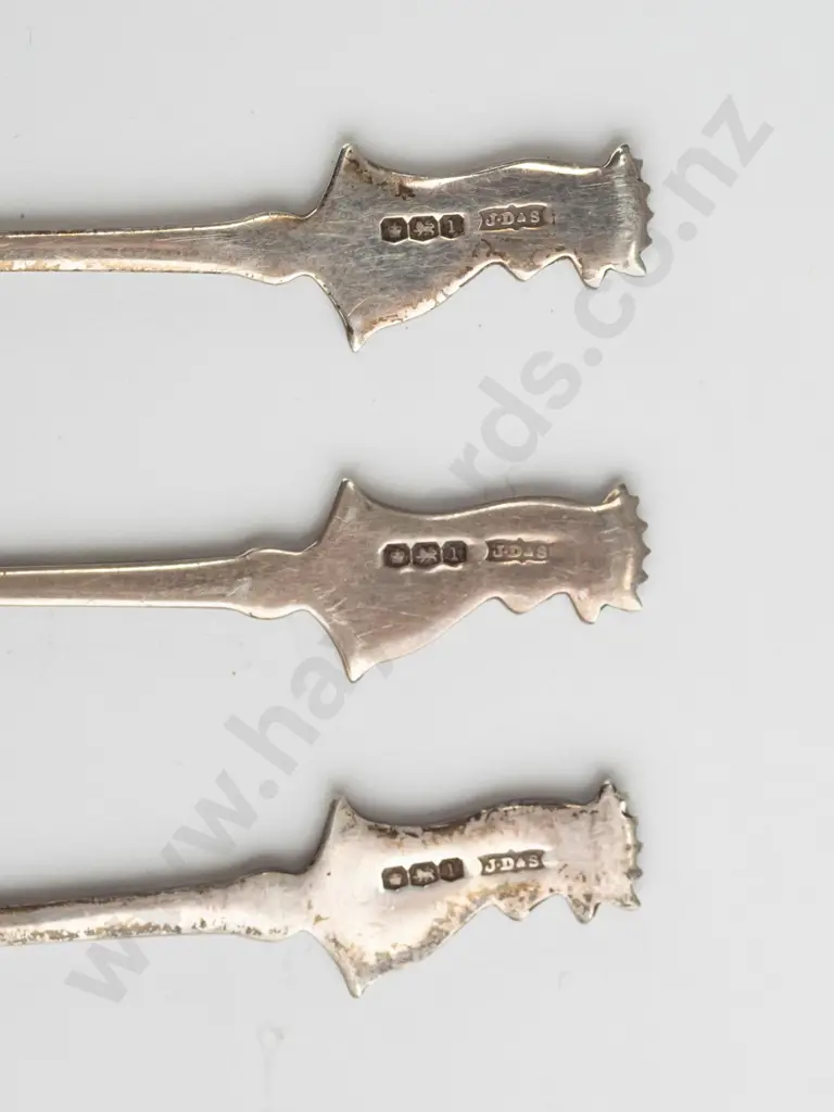 3 silver hat pins stamped crown, lion, I - J D & S Image 1++