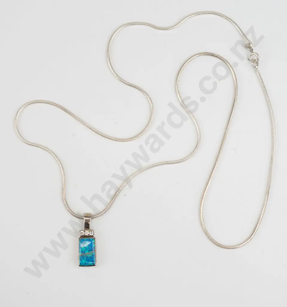 silver opal necklace stamped 925 Image 1++