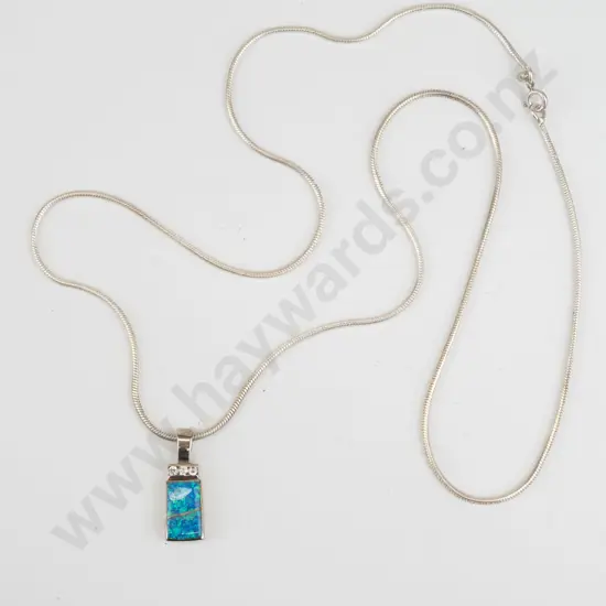 silver opal necklace stamped 925
