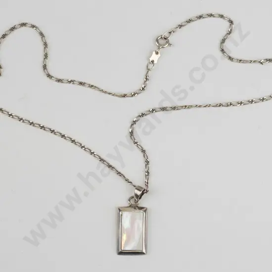 silver mother of pearl necklace stamped 925