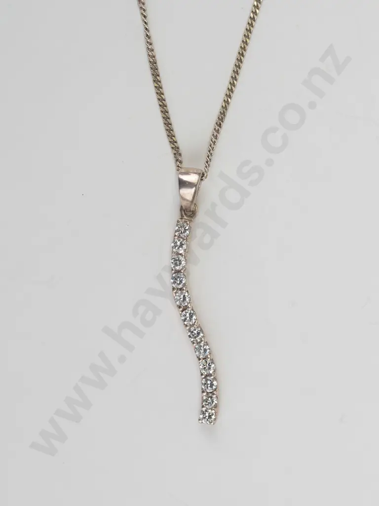 silver cz necklace stamped 925 Image 1++