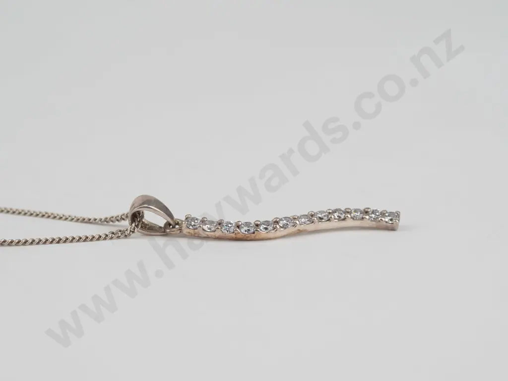 silver cz necklace stamped 925 Image 1++