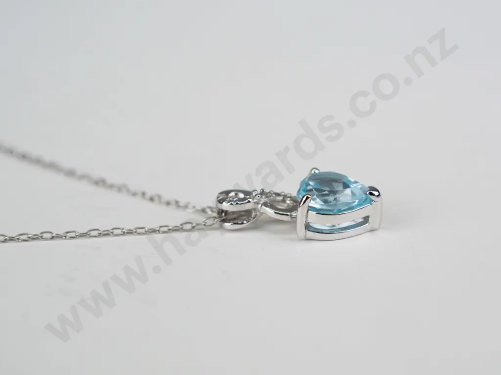 silver topaz necklace stamped 925 - 1g Image 1++