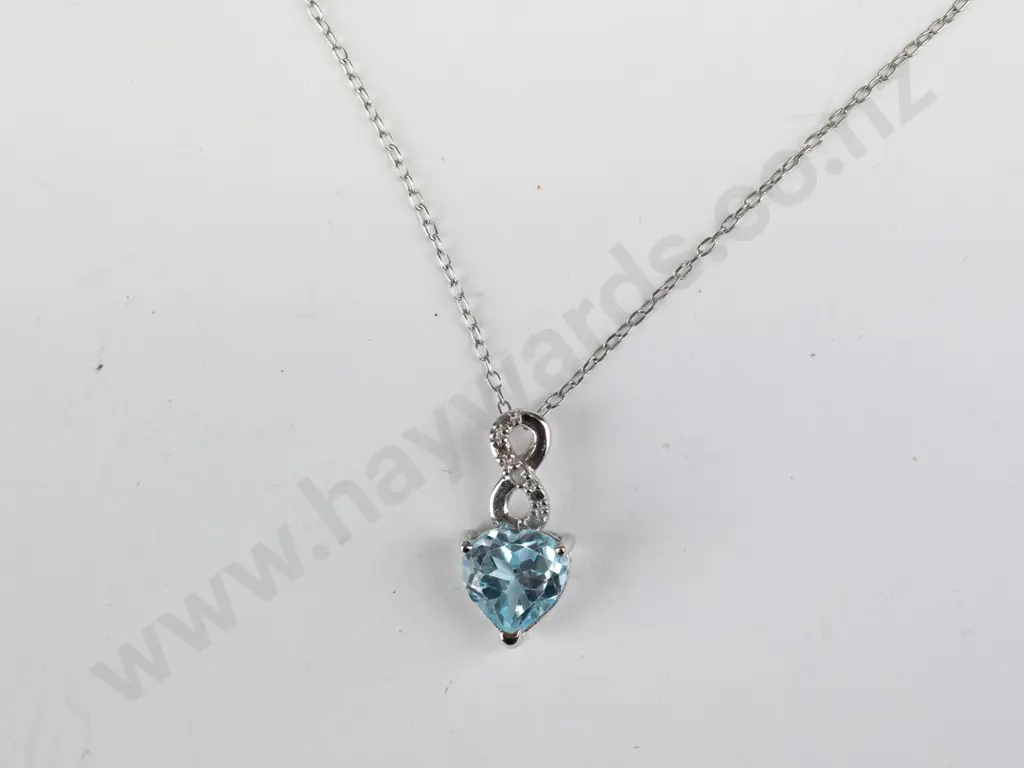 silver topaz necklace stamped 925 - 1g Image 1++