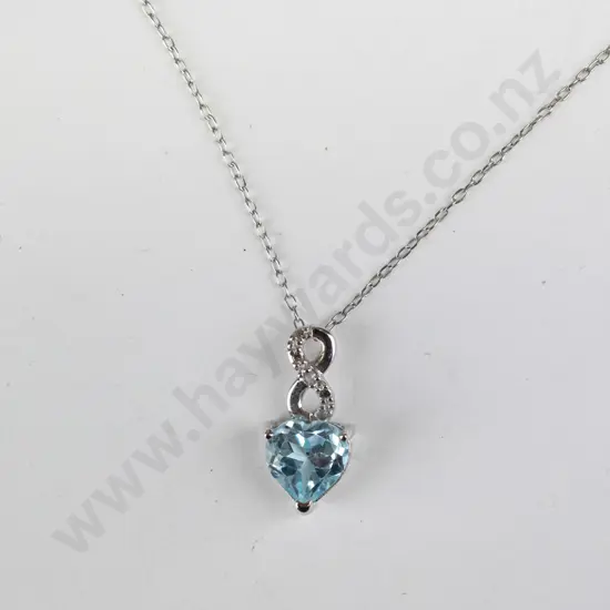 silver topaz necklace stamped 925 - 1g