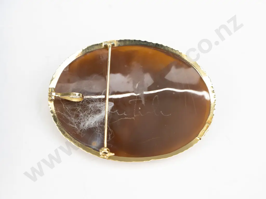 brown cameo in box 18ct  gold frame 50mm x 40mm Image 1++