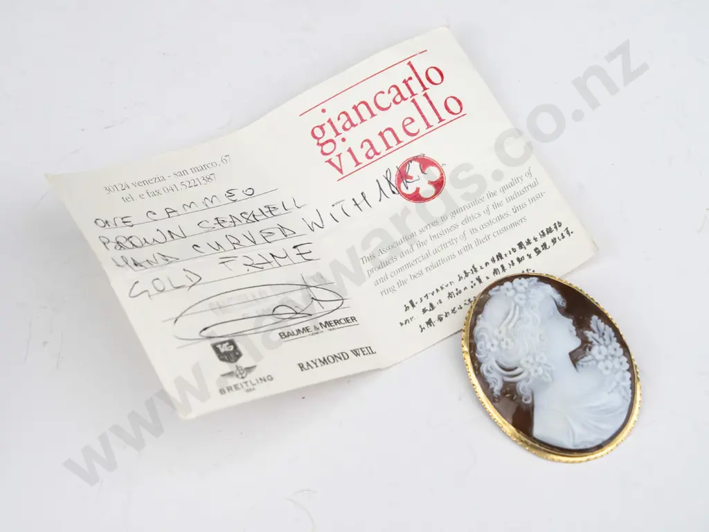 brown cameo in box 18ct  gold frame 50mm x 40mm Image 1++