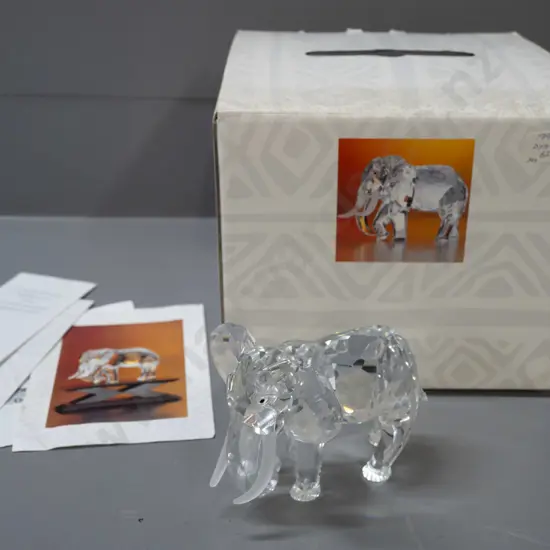 Swarovski crystal 1993 'Inspiration Africa' series elephant figure with original box H-85 L-120