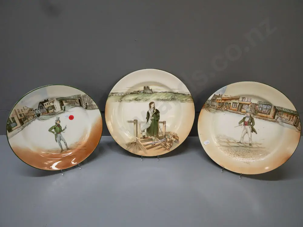 3x Royal Doulton Dickens Ware dinner plates: Alfred Jingle, Dick Swiveller, Sydney Carton. D-260 Image 1++