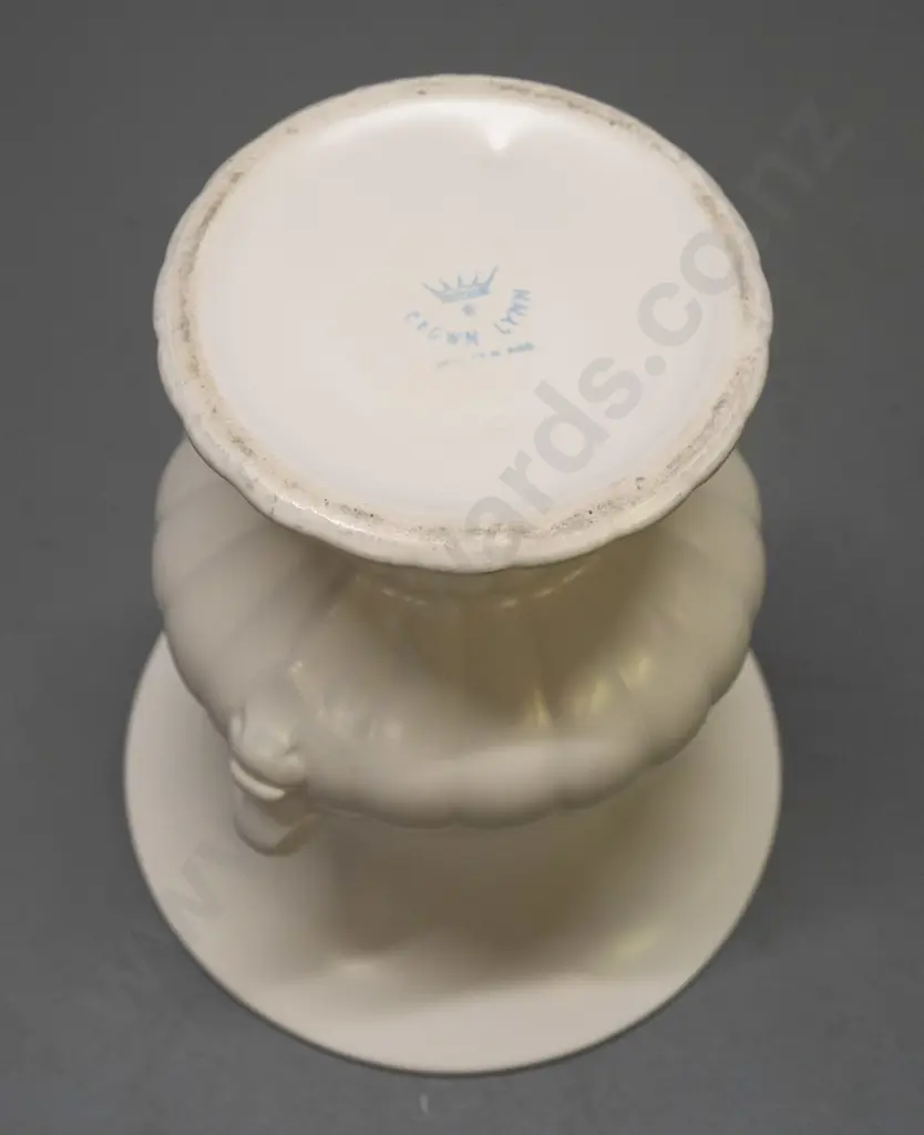 Crown Lynn urn shape vase with scroll handles - crown logo and impressed "607." on base - some crazing inside H200 D170 Image 1++