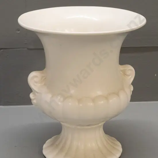 Crown Lynn urn shape vase with scroll handles - crown logo and impressed "607." on base - some crazing inside H200 D170