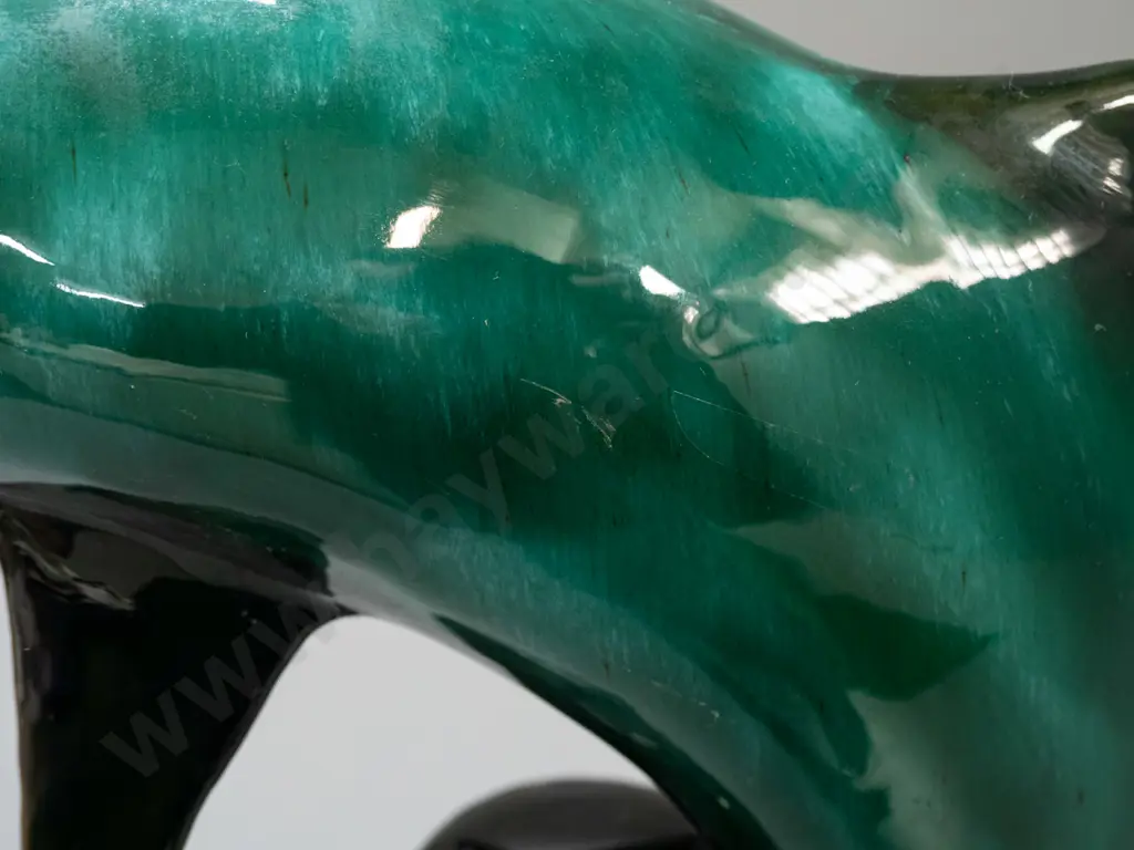 very large Blue Mountain style leaping dolphin on crashing waves figure - scratch on side of dolphin. No maker info. Image 1++
