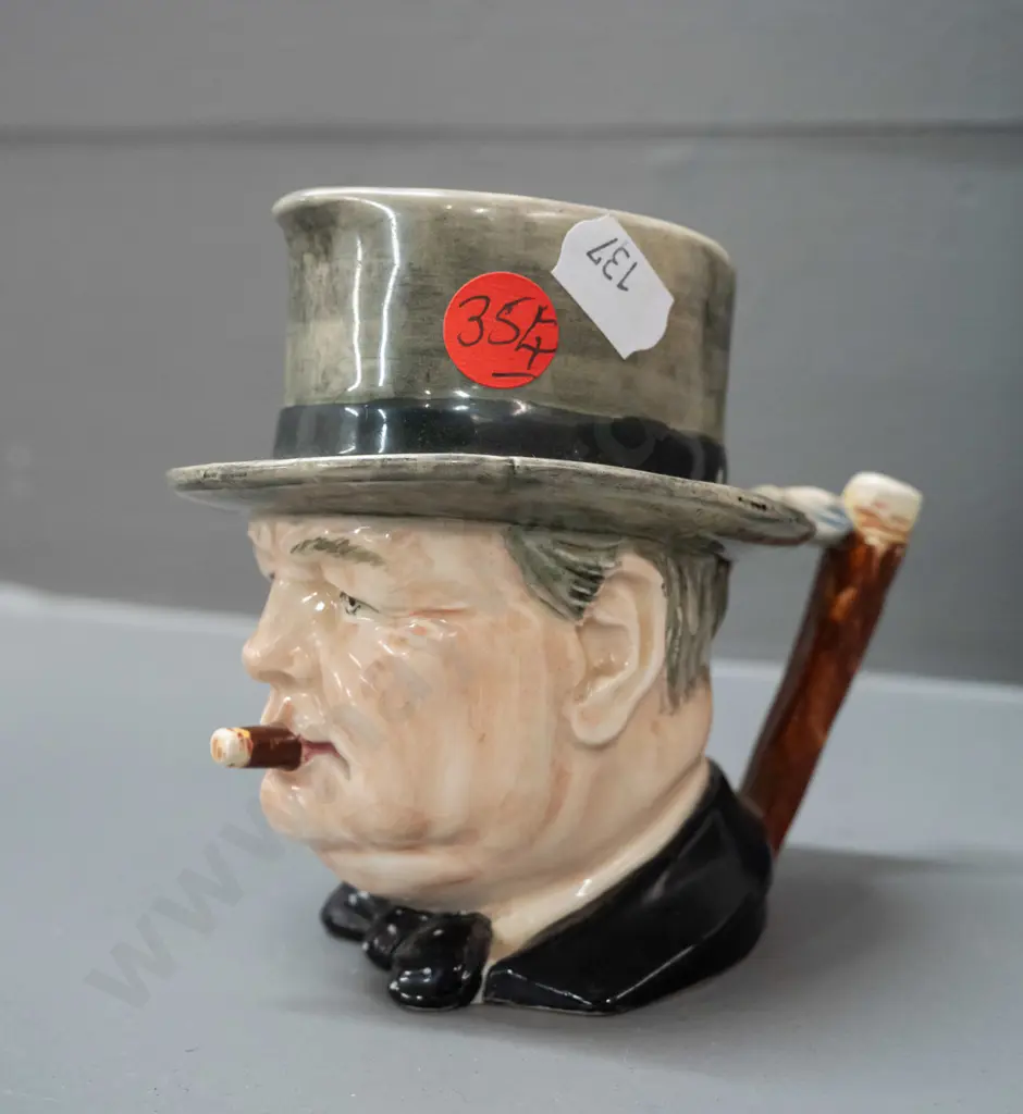Grimwades small Winston Churchill character jug and 2002  "The Book of Churchillania" by Douglas Hall - minor wear to DJ Image 1++