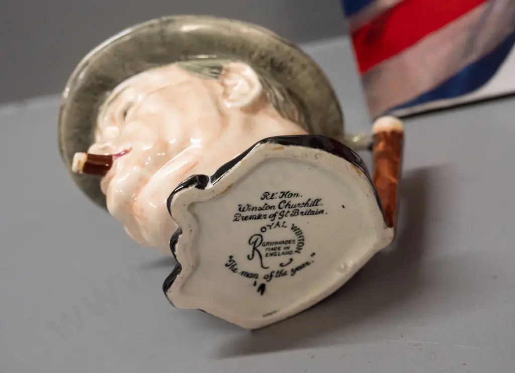 Grimwades small Winston Churchill character jug and 2002  "The Book of Churchillania" by Douglas Hall - minor wear to DJ Image 1++
