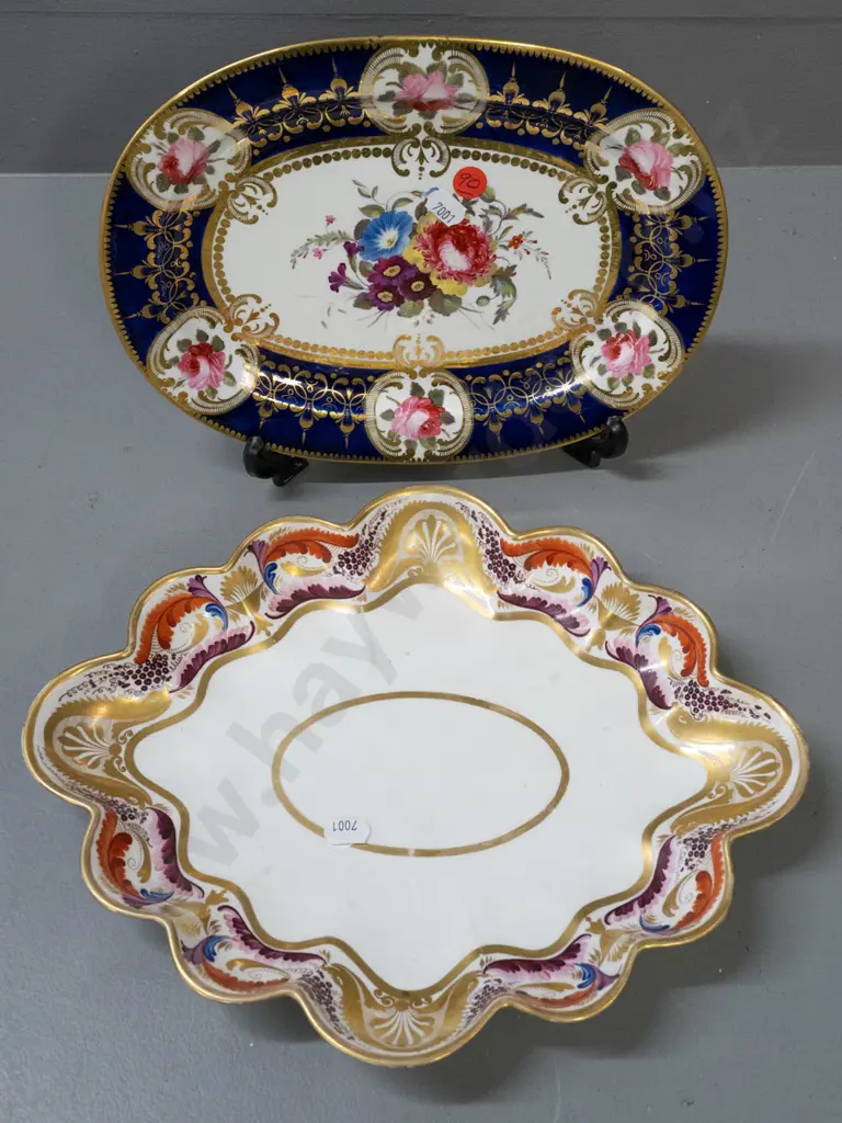 vintage Chamberlain's Worcester oval floral dish and a scalloped edge imari pattern dish with continental mark - some Image 1++
