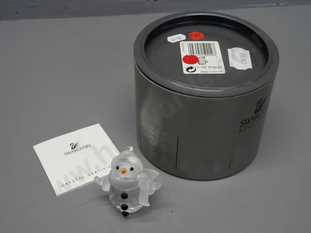 Swarovski crystal snowman figure with black and orange decoration H-60, with original box Image 1++