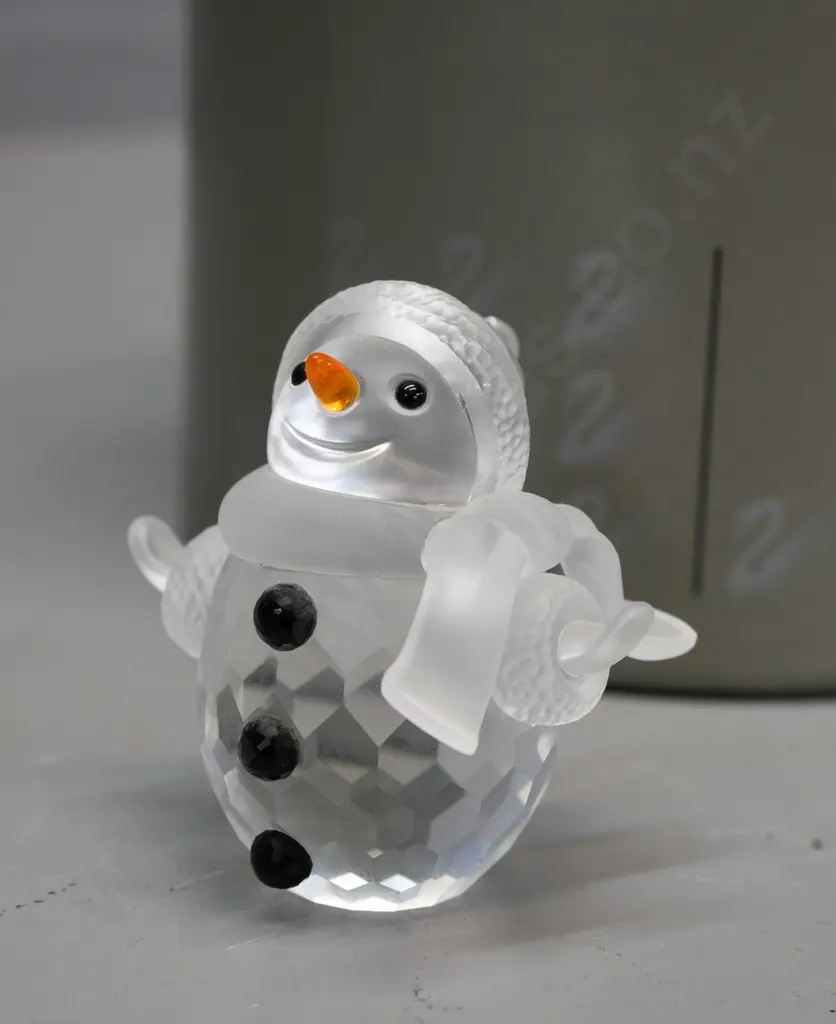 Swarovski crystal snowman figure with black and orange decoration H-60, with original box Image 1++
