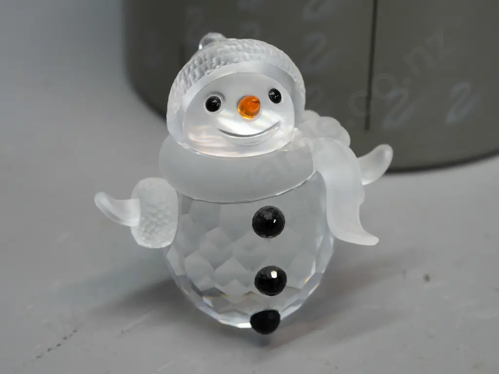 Swarovski crystal snowman figure with black and orange decoration H-60, with original box Image 1++