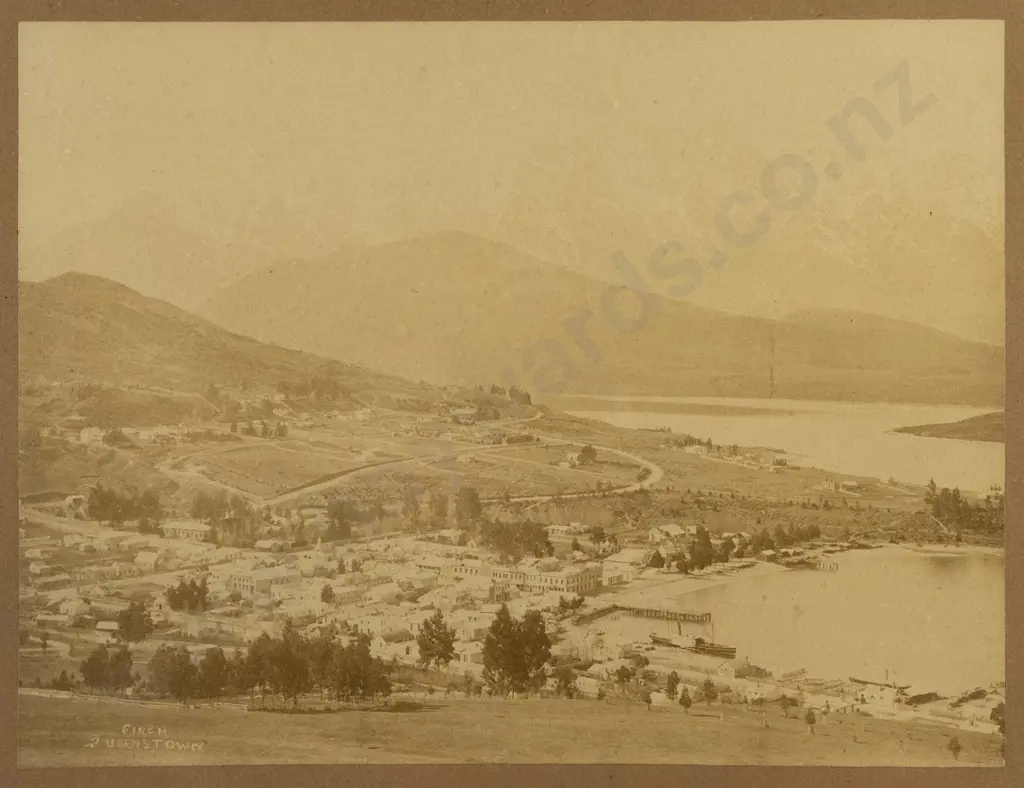 Frederick Finch c1880s -- framed photograph "Queenstown" H-155 W-205 [fading, foxing to support, insect debris behind Image 1++