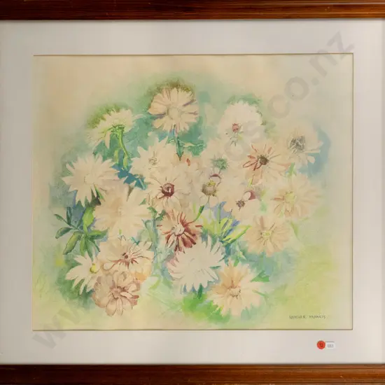 Heather Francis - framed watercolour - flowers H470 W540
