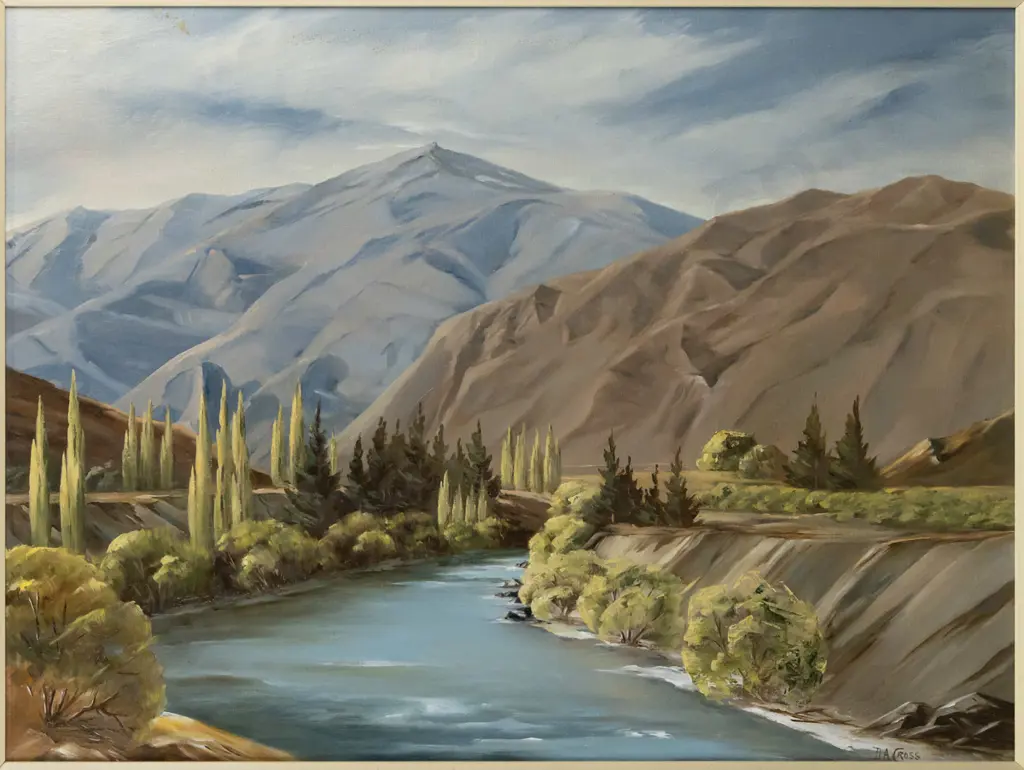 DA Cross -- framed oil on canvasboard "Cromwell Gorge" H-445 W-595 Image 1++