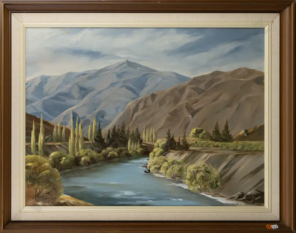 DA Cross -- framed oil on canvasboard "Cromwell Gorge" H-445 W-595 Image 1++