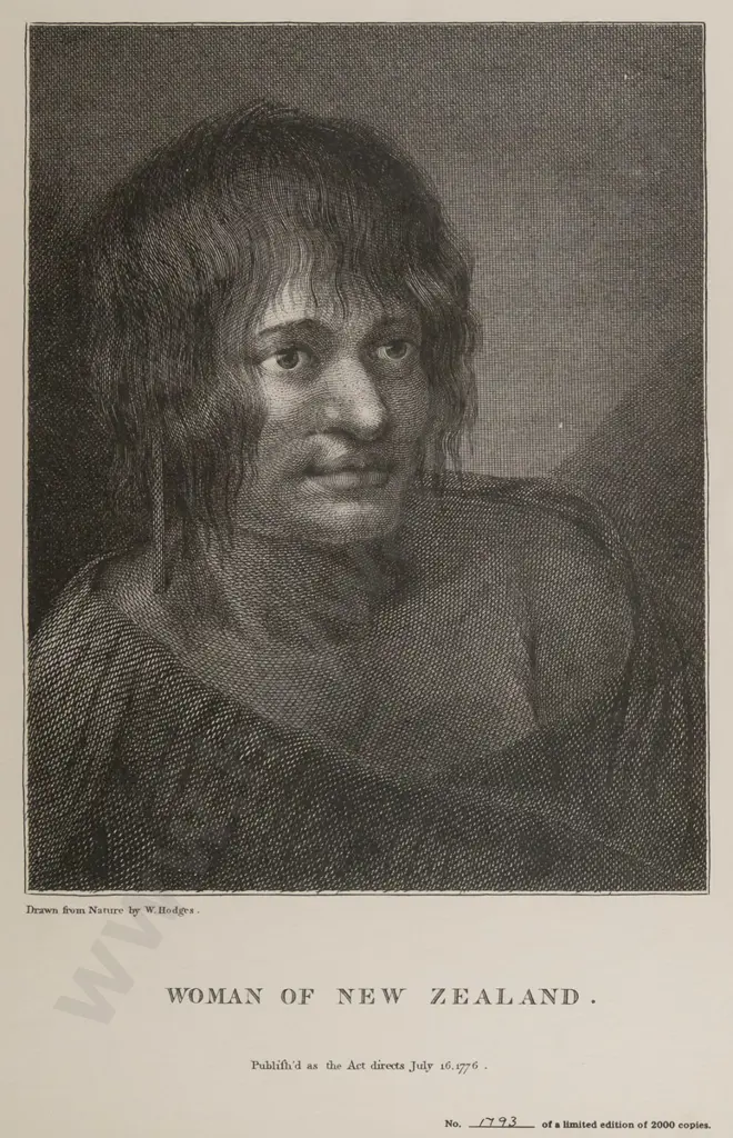 framed W Hodges print "Woman of New Zealand" H225 W170 Image 1++