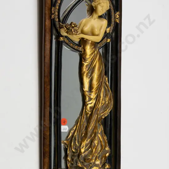 framed decorative Art Nouveau style wall mirror H460 W170