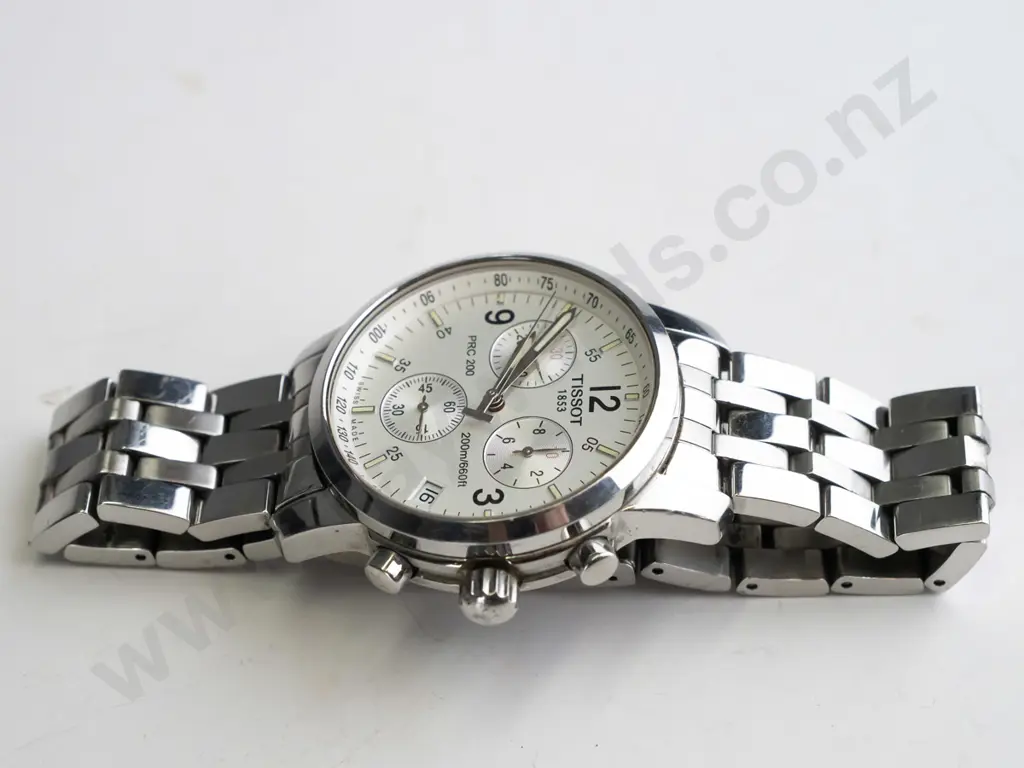 gents Swiss Tissot chronograph Tachymetre 200m case - going - in collector's display box Image 1++