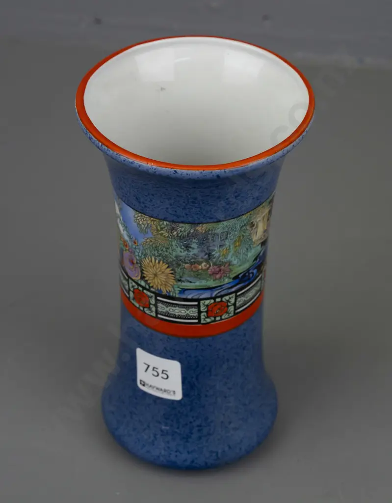 Vintage Royal Staffordshire hand-painted Oriental-themed vase H-200 [some scratches to glaze] Image 1++