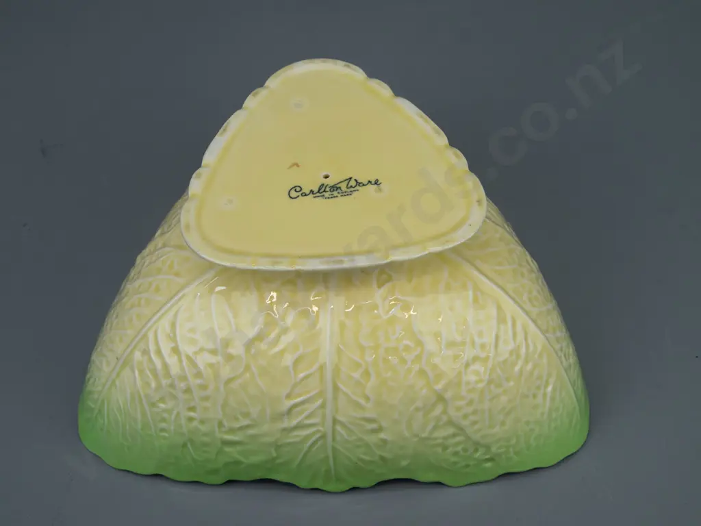 vintage Carlton Ware Green cabbage leaf & oranges footed salad bowl H-115 D-240 Image 1++