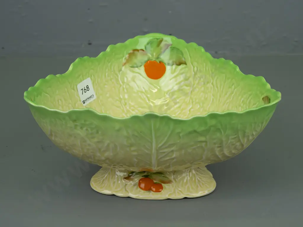 vintage Carlton Ware Green cabbage leaf & oranges footed salad bowl H-115 D-240 Image 1++