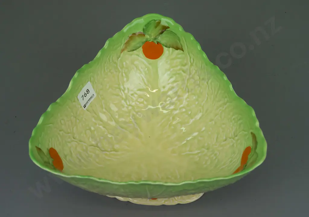 vintage Carlton Ware Green cabbage leaf & oranges footed salad bowl H-115 D-240 Image 1++