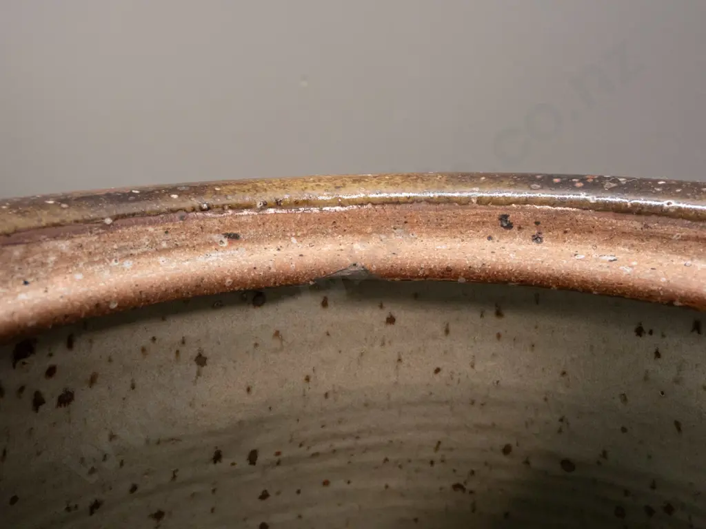 Lawrence Ewing New Zealand studio pottery very large lidded pot with rope handles H-400 D-400 Image 1++