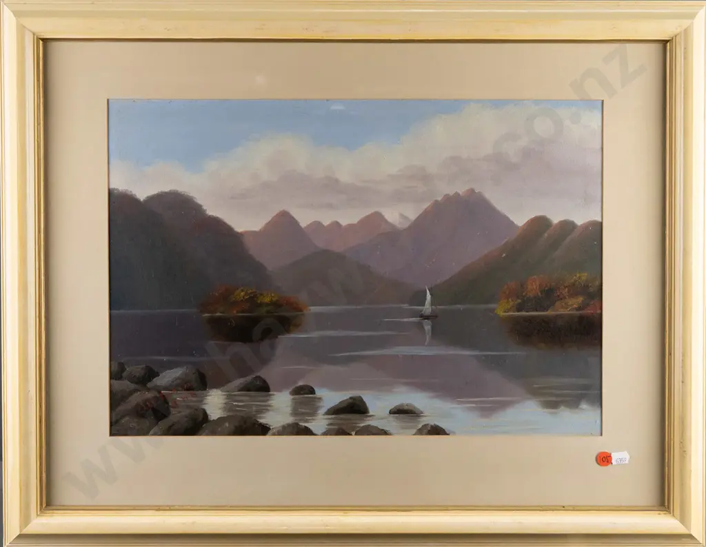 B.H.K. framed oil "Lake Te Anau" H315 W460 Image 1++