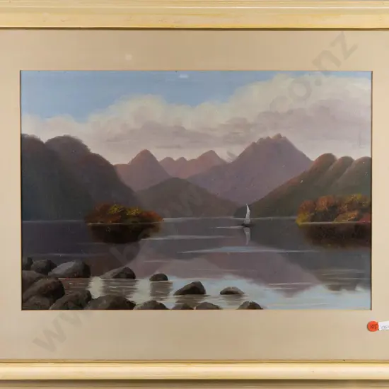 B.H.K. framed oil "Lake Te Anau" H315 W460