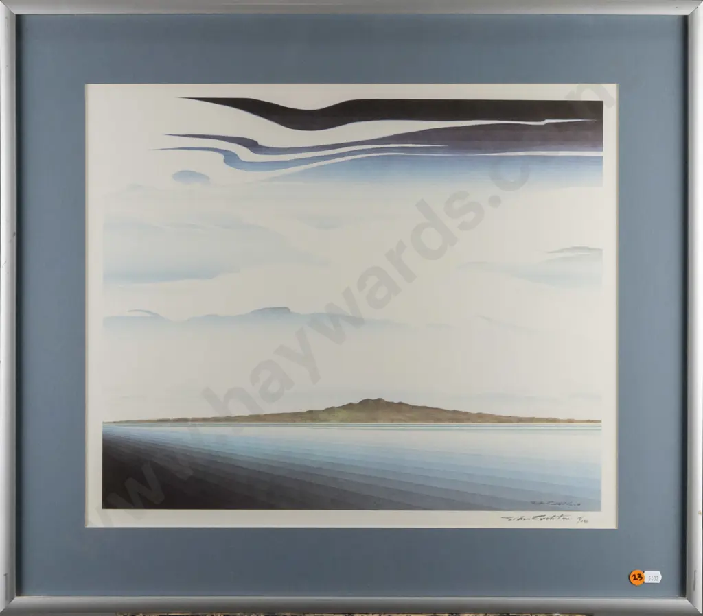 John Crichton 1983 -- framed lithograph, Rangitoto, ed 19/250 H-420 W-500 Image 1++