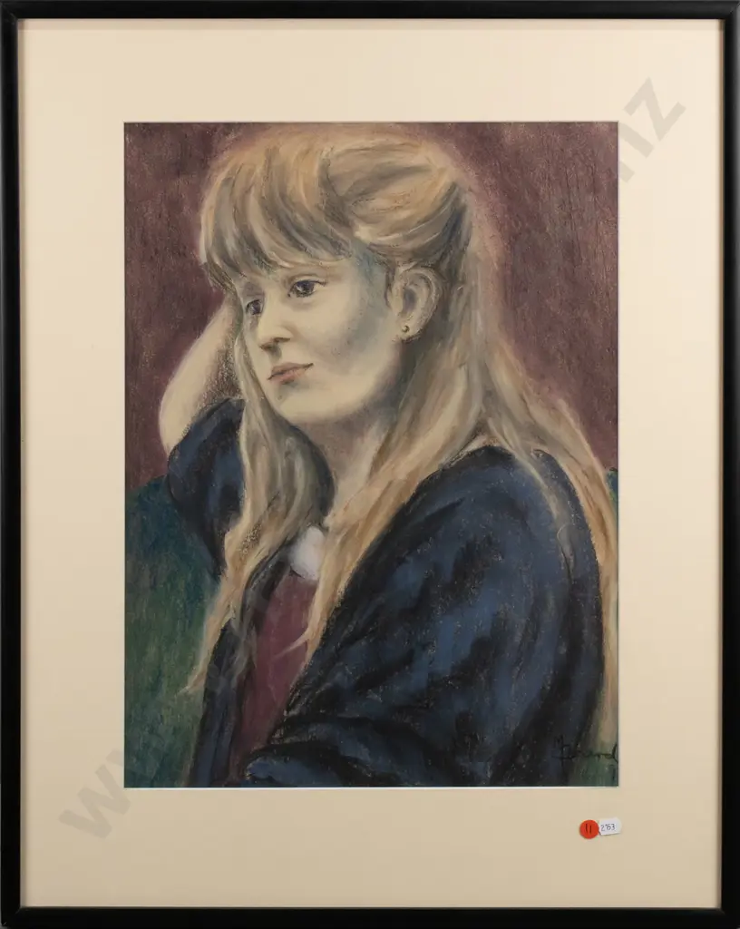 illegible signature - framed pastel - portrait H490 W360 Image 1++