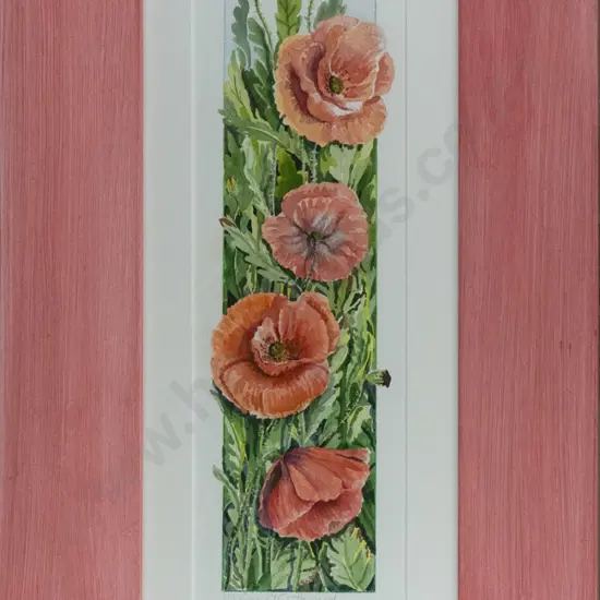 Margaret A Howard, framed watercolour, poppies, H-330 W-105