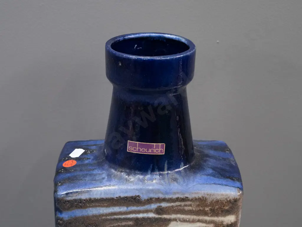 German pottery large slab-sided vase with Scheurich label H-490 W-190 Image 1++