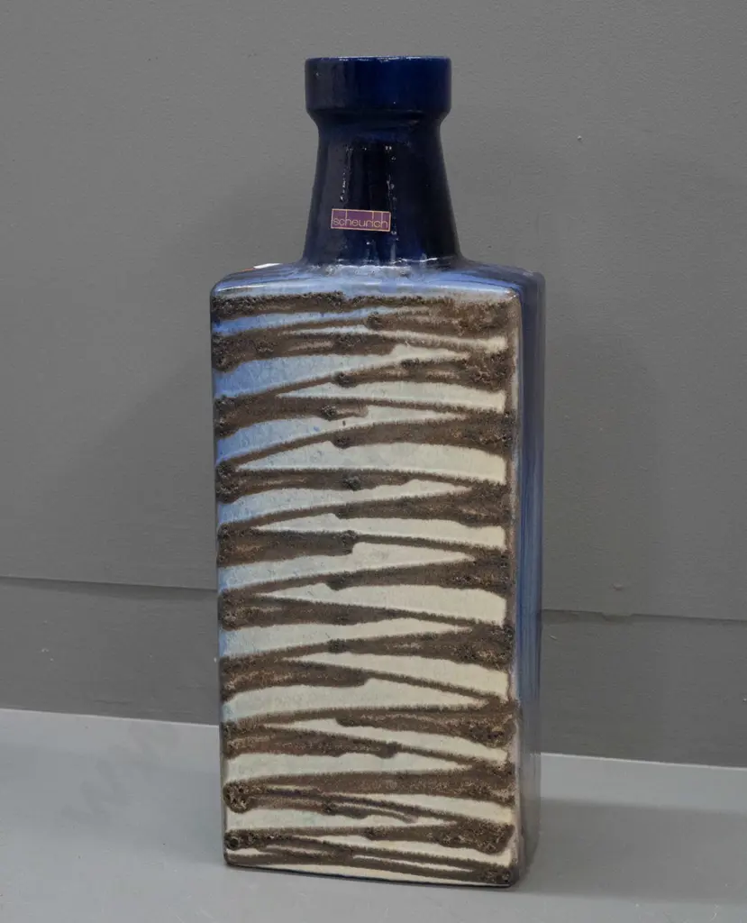 German pottery large slab-sided vase with Scheurich label H-490 W-190 Image 1++