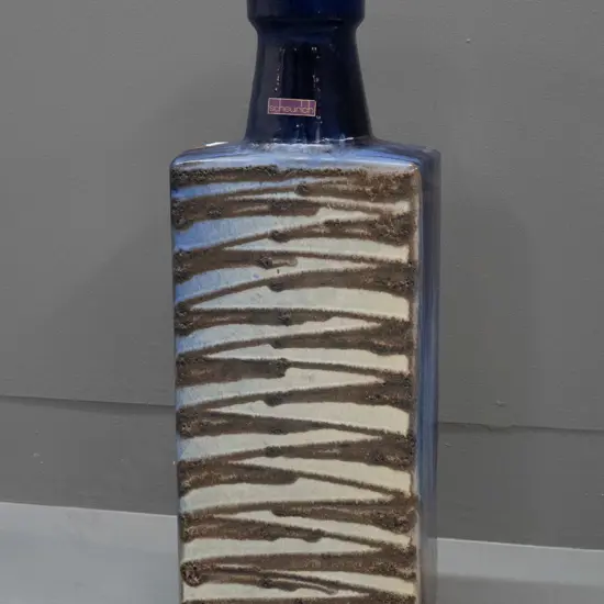 German pottery large slab-sided vase with Scheurich label H-490 W-190