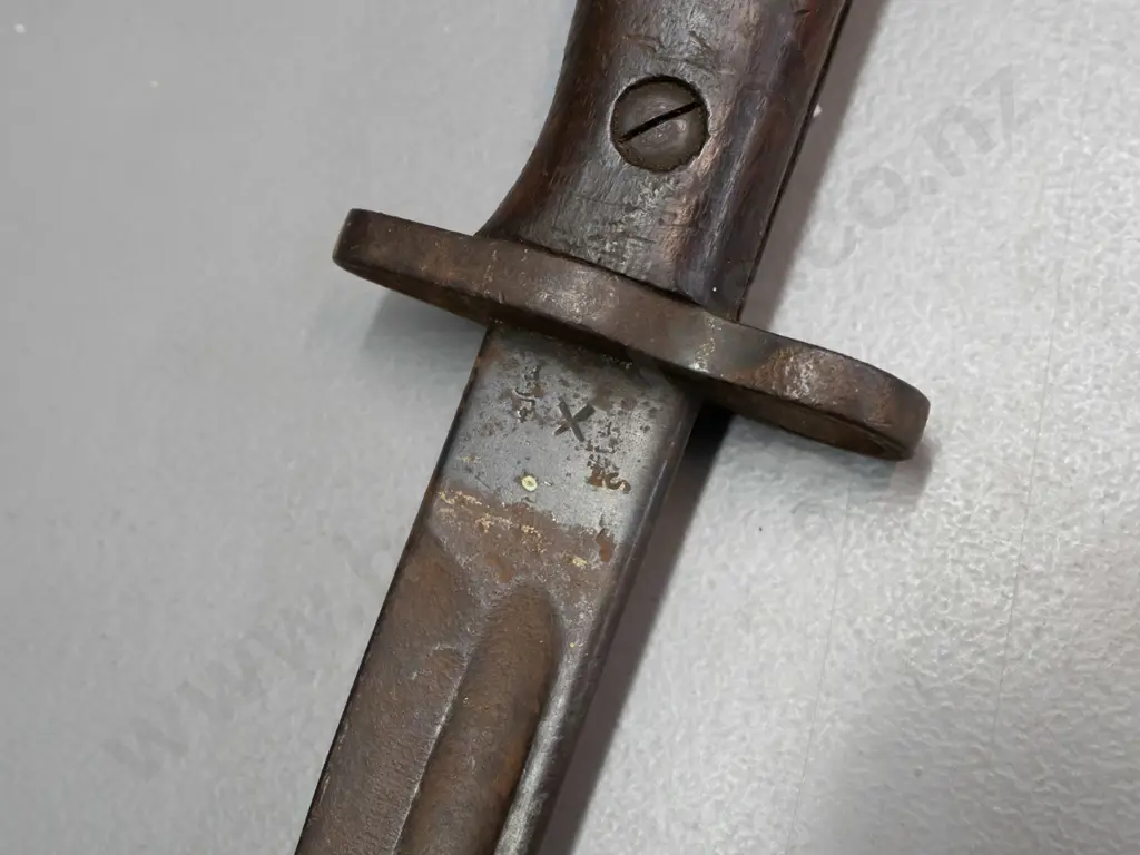 vintage bayonet with wooden hand grips, hard to read marks - see photos Corrosion and age wear L-550. Image 1++