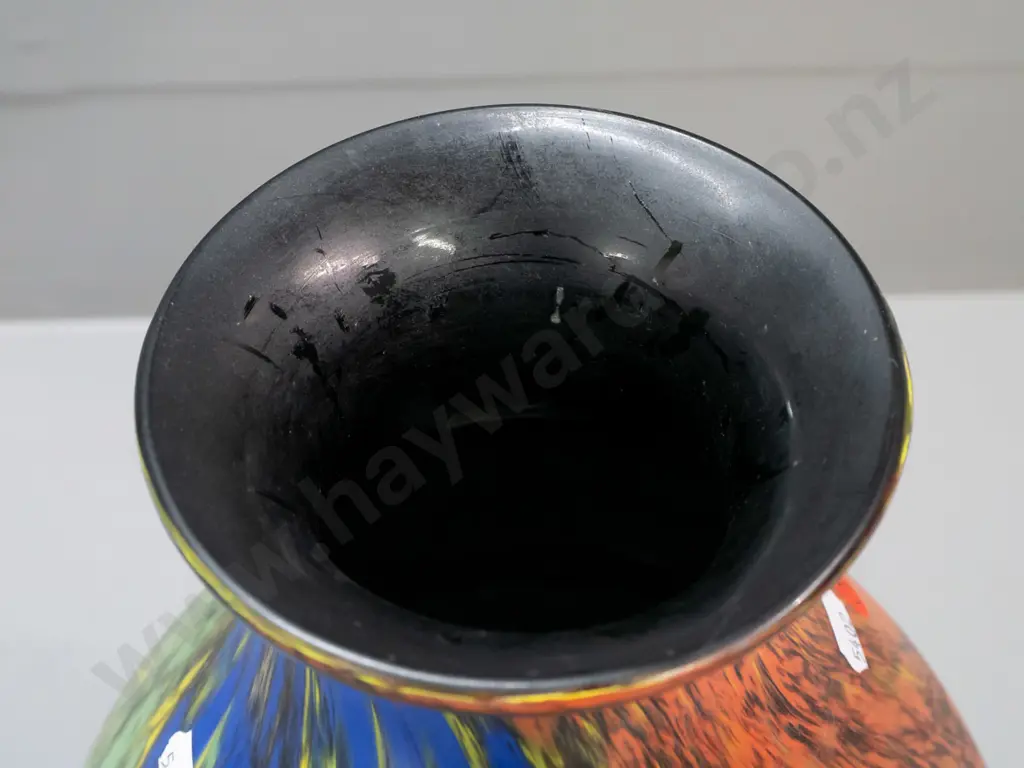 Japanese large swirled multi-colour art glass vase - marked Kamei Glass Osaka H-310 Image 1++