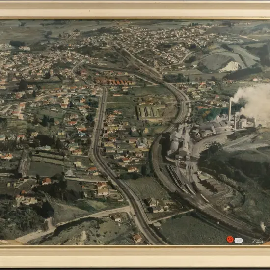 framed vintage Whites Aviation hand coloured photograph - Green Island H480 W600