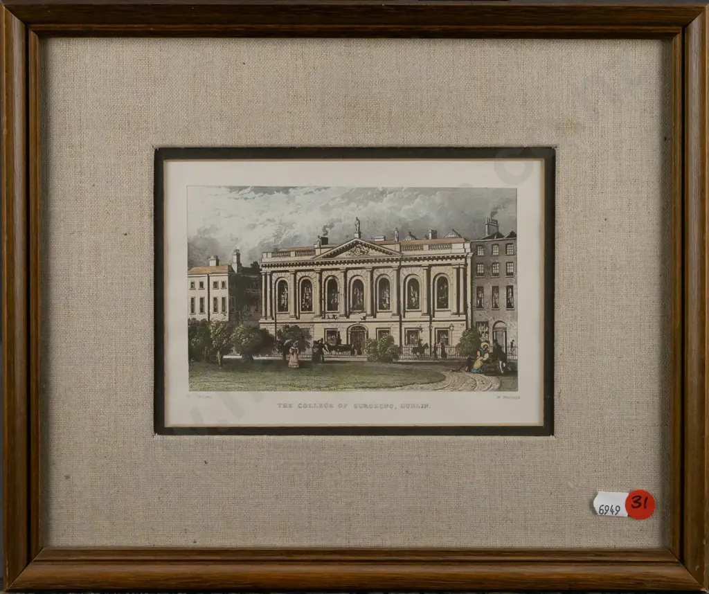 framed vintage print "The College Of Surgeons, Dublin" H100 W150 Image 1++