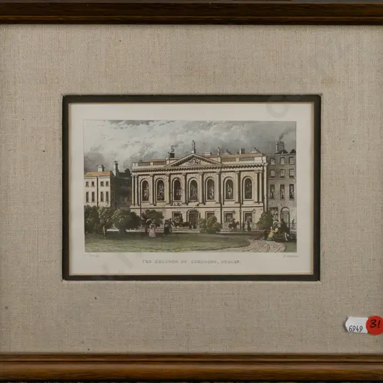 framed vintage print "The College Of Surgeons, Dublin" H100 W150