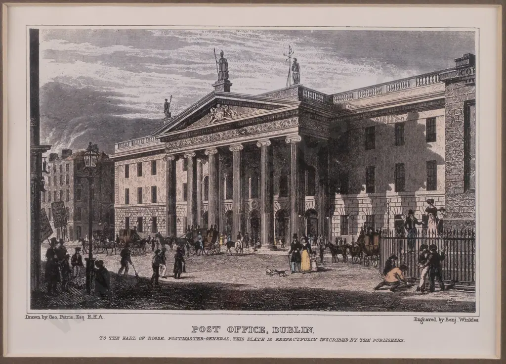 framed vintage print "Post Office, Dublin" H100 W150 Image 1++
